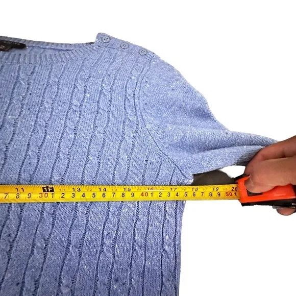 🔴 5 for $40 SALE! 
Talbots Petites Blue Cable Knit  Lightweight Sweater, sz Mp - Picture 9 of 12